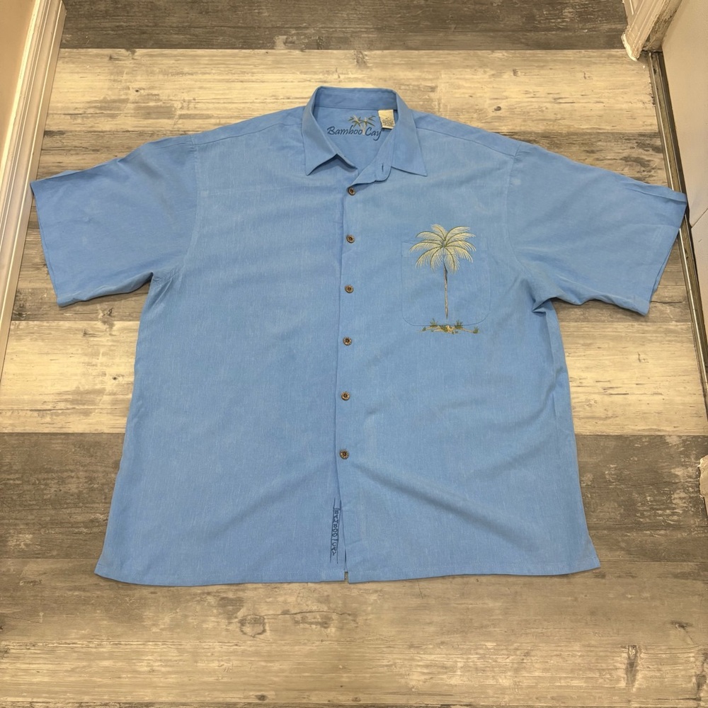 Bamboo Cay blue Hawaiian button up shirt short sleeve SIZE XL